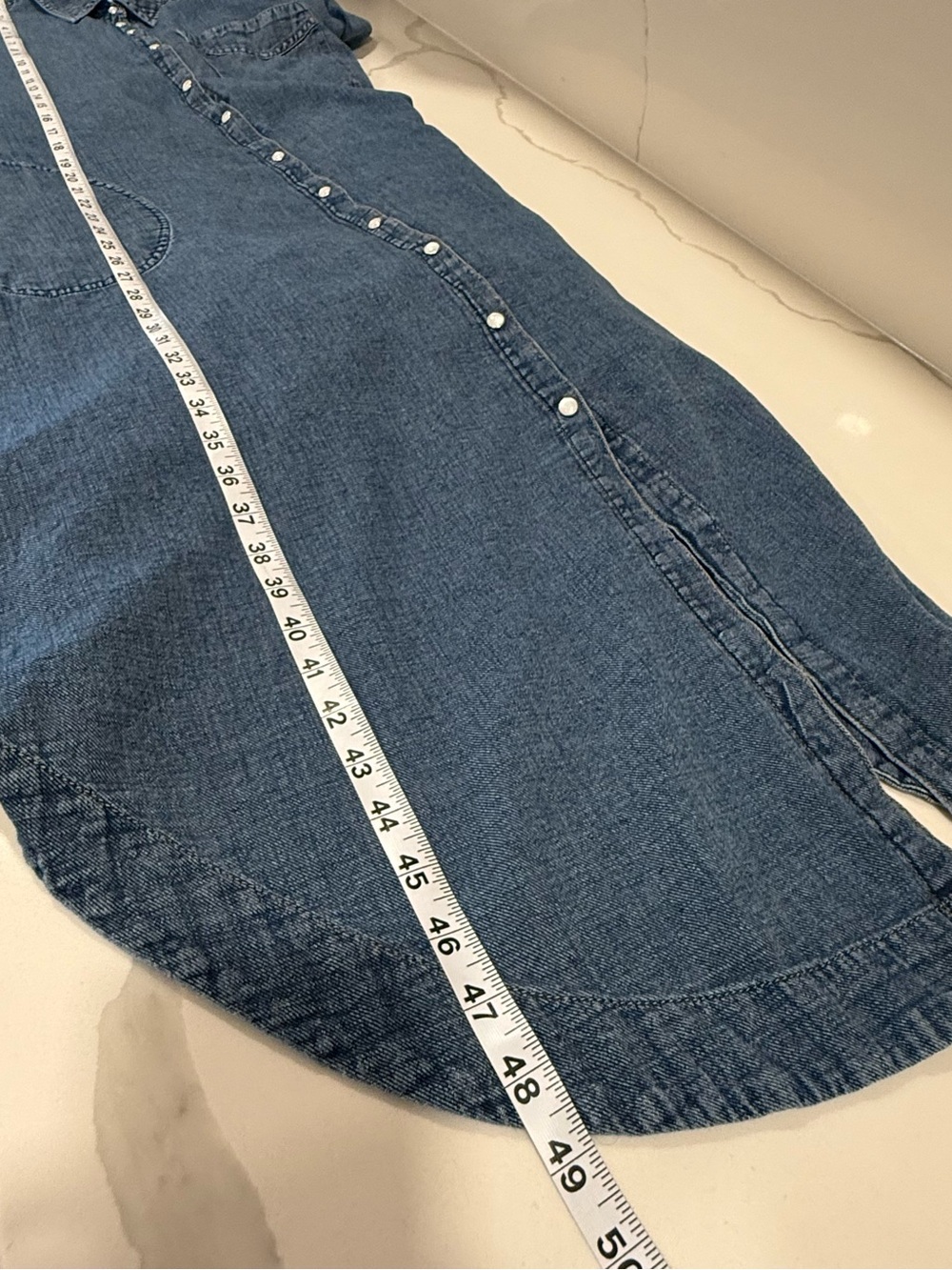Anthropologie Pilcro Denim Long-Sleeve Buttondown Dress Size Small Blue Midi - Picture 11 of 12